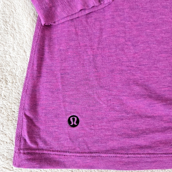 LULULEMON Shirt Trapeze Long Sleeve Heathered Regal Plum Pima Cotton Women's 4 - Picture 7 of 7